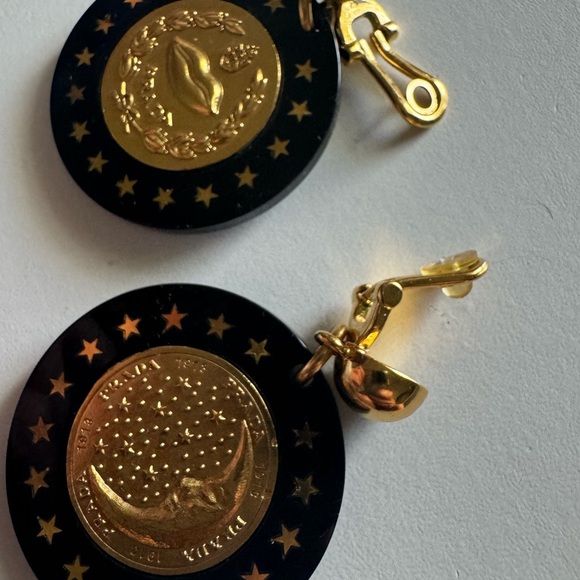 PRADA Earrings - authentic vintage black and gold. Very heavy to wear. USED - Picture 6 of 8